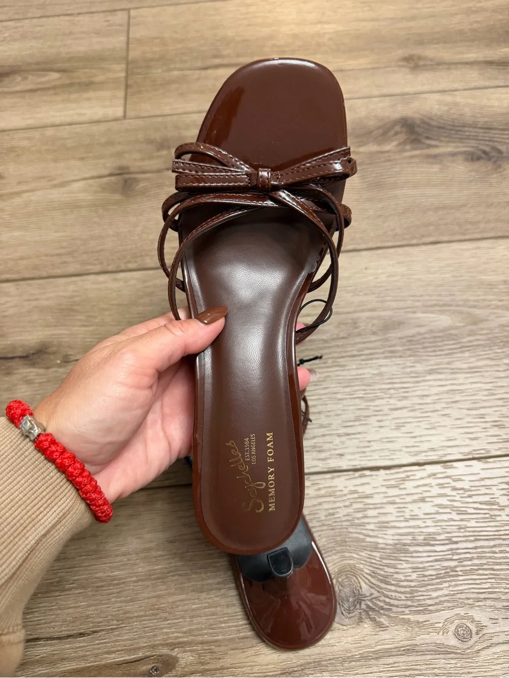 Angels Brown Bow-Strap Slide Sandals